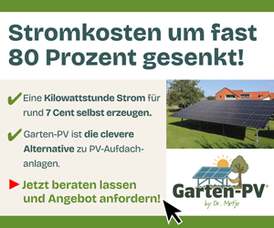 Garten-PV - Stromkosten um fast 80 Prozent gesenkt.