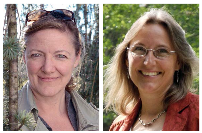 Heike Janßen (links) und Susanne Bergius beantworten, ob Nachhaltigkeit in den Medien ausreichend und kompetent repräsentiert ist. © links: Caroline Sieg | rechts: privat