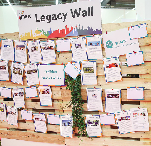 Auf den 'Legacy Walls' in Frankfurt und Las Vegas präsentieren die Aussteller, wie sie Verantwortung übernehmen und teilen Anregungen und Ideen zu ihren Projekten. © Imex