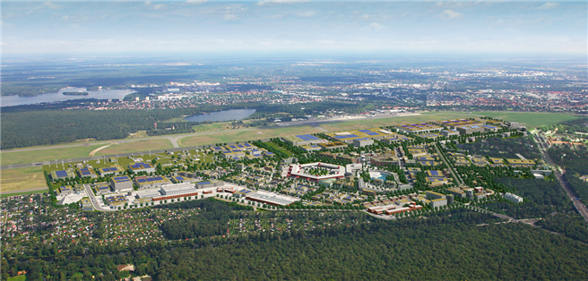 Für seine nachhaltige Planung von der DGNB ausgezeichnet ist die Nachnutzung des Berliner Flughafens in Tegel: der Forschungs- und Industriepark für urbane Technologien 'Berlin TXL – The Urban Tech Republic' © Andreas Schiebel