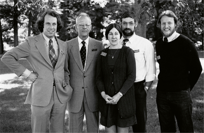 Gründungsmitglieder des Club of Rome waren u.a., im Bild v.l.n.r.: Jørgen Randers, Jay Wright Forrester, Donella Hager- Meadows, Dennis L. Meadows und William W. Behrens III. &copy; Club of Rome