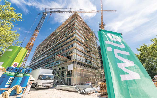Mit einer Gesamtflache von 194.000 m2 ist der WiloPark derzeit das größte Industrie-Bauprojekt in Nordrhein-Westfalen. Die integrierte Smart Factory ist eine Produktions-und Entwicklungsstätte mit Industrie4.0-Standard. © WILO 