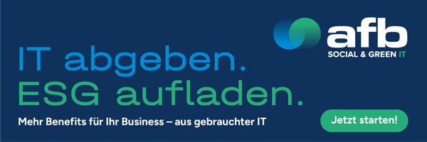 IT abgeben. ESG aufladen. Mehr Benefits für Ihr Business - aus gebrauchter IT. Jetzt starten! afb social & green IT