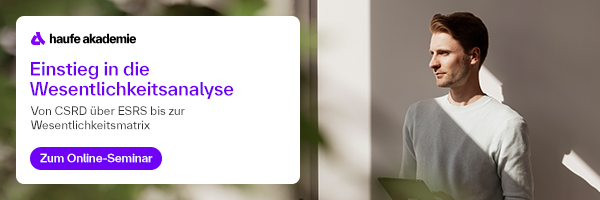 haufe akademie - Einstieg in die Wesentlichkeitsanalyse. Von CSRD über ESRS bis zur Wesentlichkeitsmatrix. Online-Seminar