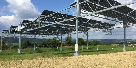 Grüner Strom von Acker – Studie der Uni Hohenheim zeigt: 10 % der landwirtschaftlichen Betriebe könnten auf nur 1 % der Ackerfläche Deutschlands ca. 9 Prozent des bundesweiten Strombedarfs decken ohne die landwirtschaftliche Produktion auf den Flächen aufgeben zu müssen. © Universität Hohenheim / Arndt Feuerbacher