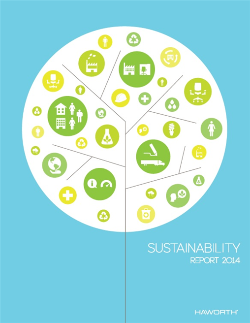 Mit dem Nachhaltigkeitsbericht bekräftigte haworth 2015 bereits zum zehnten Mal sein Bekenntnis zur Nachhaltigkeit. © Haworth GmbH 