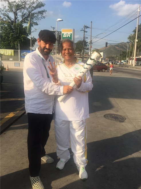 Professor Muhammad Yunus und Hans Ritz bei den Olympischen Spielen in Rio. Foto: Hans Reitz privat