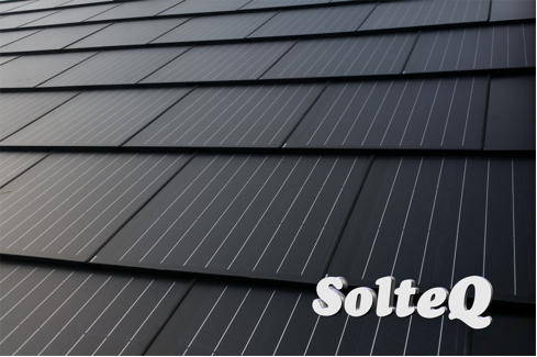 SolteQ-PV-Dachschindel 'Quad-Premium-Anthrazit' Maße: 54x54 cm, Leistung pro m² = ca.212Wp/m². Sehr schnelle und einfache Montage auf herkömmliche 60x40mm Lattung. © SolteQ