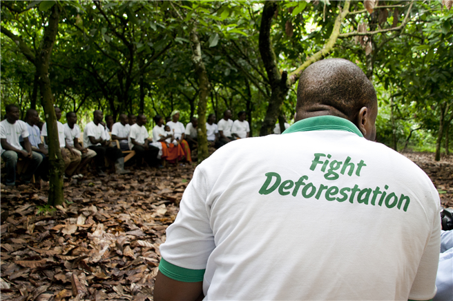 Schulung der Rainforest Alliance von Kakaofarmern in Juabeso-Bia, Ghana. © Marcus Schaefer