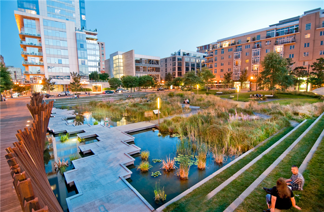 Tanner Springs Park, Portland, Oregon © Ramboll Studio Dreiseitl