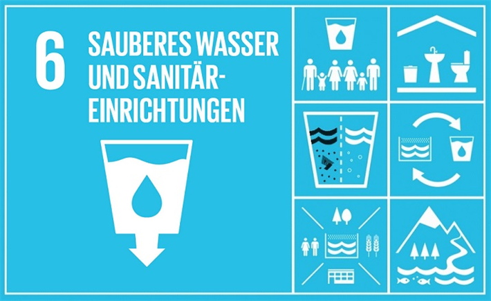 Ziel 6: Verfügbarkeit und nachhaltige Bewirtschaftung von Wasser und Sanitärversorgung für alle gewährleisten © United Nation/globalgoals.org