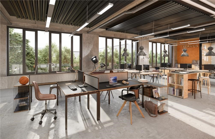 Moderne Loftbüros mit rd. 3,40 m lichter Raumhöhe in der Macherei. © Art-Invest Real Estate / ACCUMULATA Real Estate Group