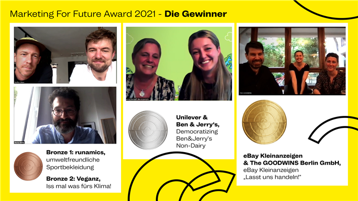Die fünf Preisträger des Marketing For Future Award 2021 © Bündnis für Klima-Positives Verhalten e.V. 