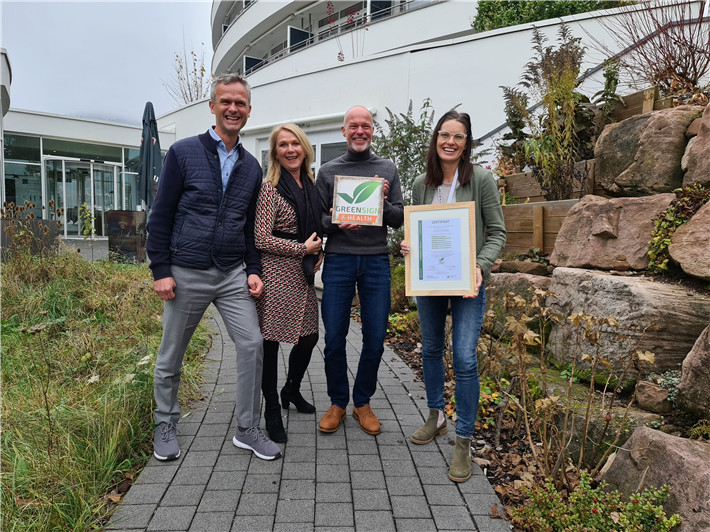 GreenSign Health Zertifizierung SCHWARZWALD PANORAMA: Peter Bachmann, Suzann Heinemann, Stephan Bode & Stephanie Schiessl (v.l). © InfraCert GmbH