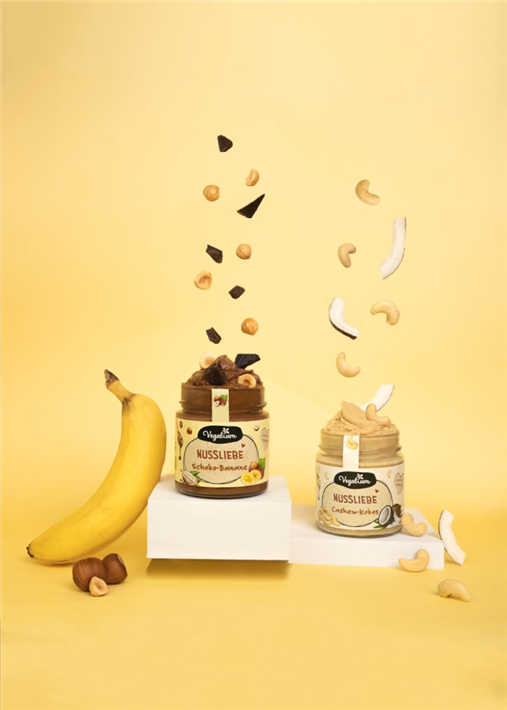 Ganz neu im Sortiment: Nussliebe Cashew-Kokos und Schoko-Banane! © Vegablum