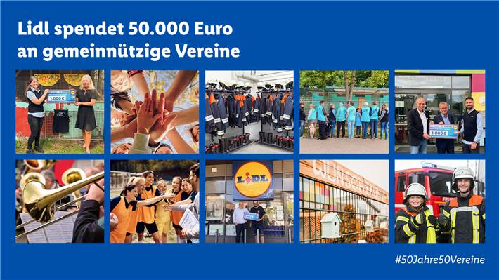 #50Jahre50Vereine: Lidl spendet 50.000 Euro an gemeinnützige Vereine. © Lidl