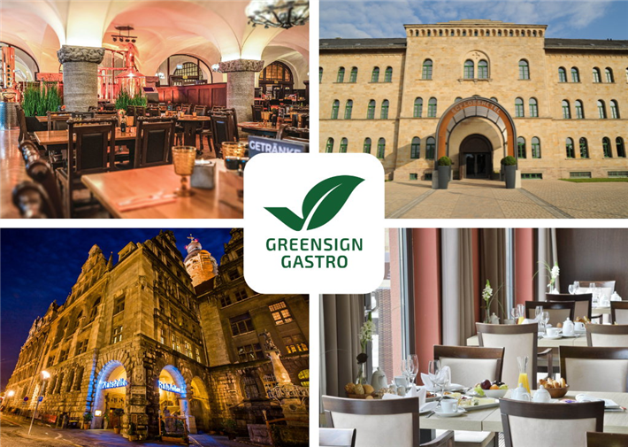 GreenSign Gastro zertifizierte Restaurants: Ratskeller Leipzig (li.) und Schlossrestaurant des Schlosshotels Blankenburg (re.) © GreenSign Institut GmbH / Ratskeller der Stadt Leipzig GmbH