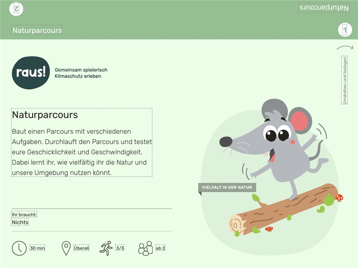 Die digitale Aktionskarte 'Naturparcours' © FEIN! Buero für Grafik und Reklame