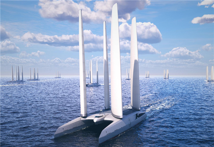 The British company Drift Energy aims to generate energy at sea using autonomous ships. This is what the catamarans might look like (concept image). &copy; Drift | HO