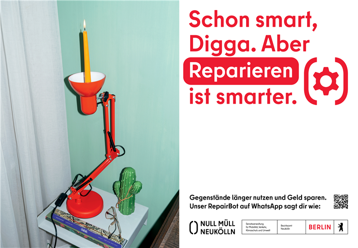 Unter dem Motto ' Reparieren ist smarter' sind an 140 Groß- und Kleinflächen sowie auf Social Media fünf Kampagnenmotive sichtbar, die Humor und Irritation als Einstieg nutzen. &copy; NEW STANDARD.S