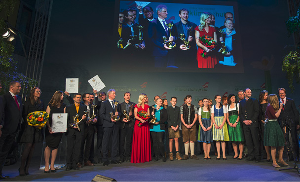 Strahlende Preisträger bei der Gala des österreichischen Klimaschutzpreises. © Österreichischer Klimaschutzpreis