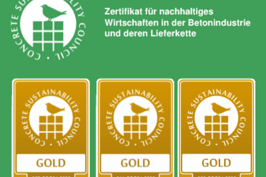 Concrete Sustainability Council (CSC) vergibt Zertifizierung in Gold für Rinn